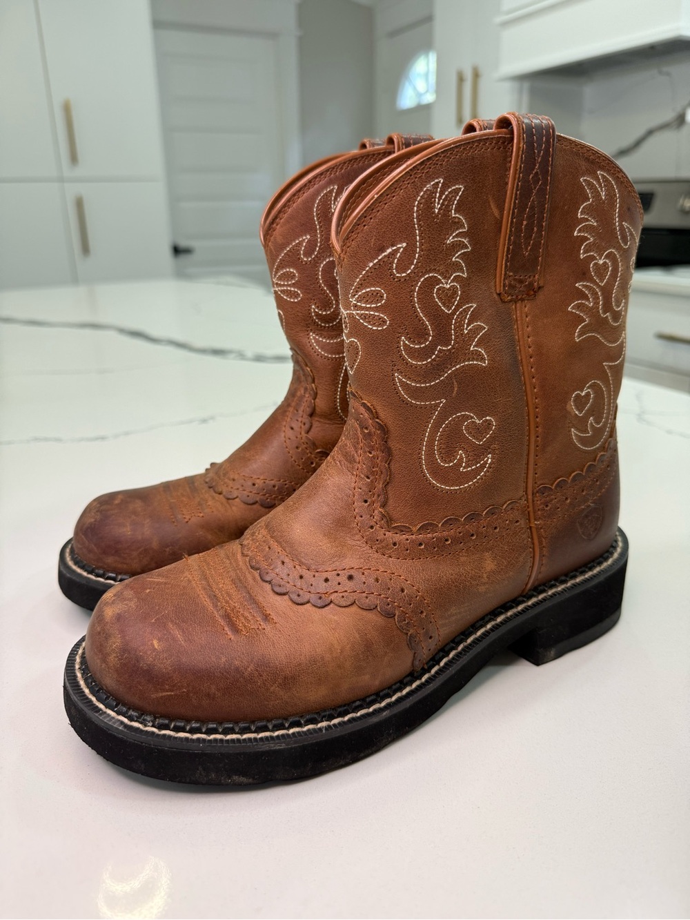 Ariat Fatbaby Saddle Ladies Western Cowgirl Leather Boots Brown Size 8B 10000860